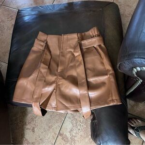 Women's Tan Leather Shorts